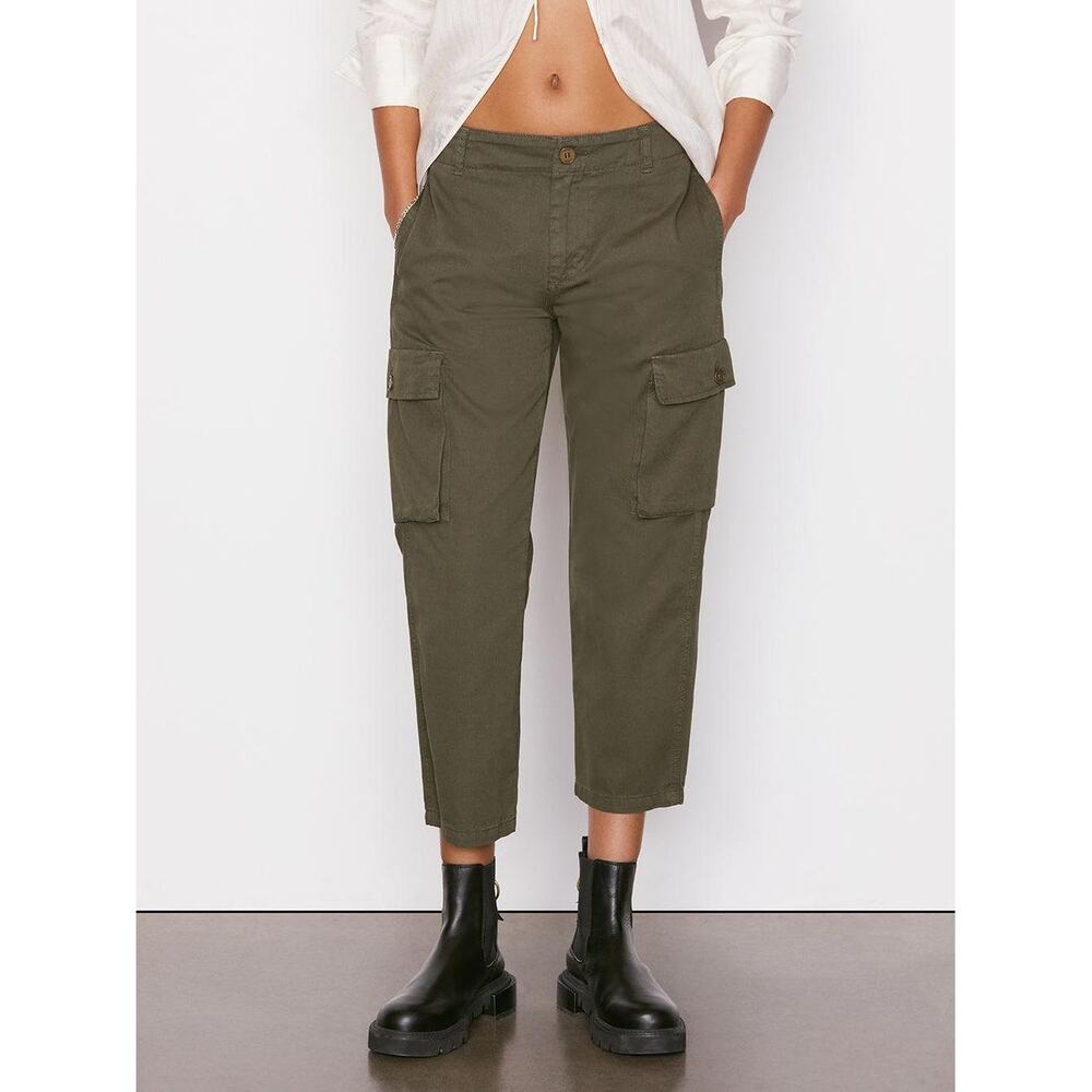 Frame Relaxed Utility Cargo Pants 100% Cotton Olive Green Size 27